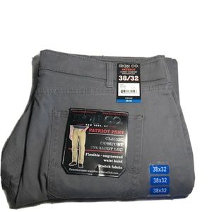 IRON CO MENS CLASSIC STRETCH PATRIOT 5 POCKET PANTS STRAIGHT LEG, Gray 38x32